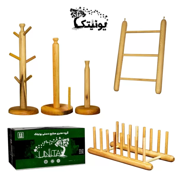 wooden kitchen organizer set of 5 1 C jpg یونیتک فروشگاه لوازم آشپزخانه خانه و صنایع دستی چوبی